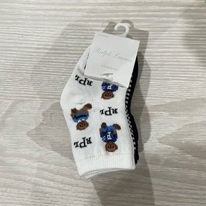 Ralph Lauren Blue Label Infant Socks Size 0-6 Months Polo Bear